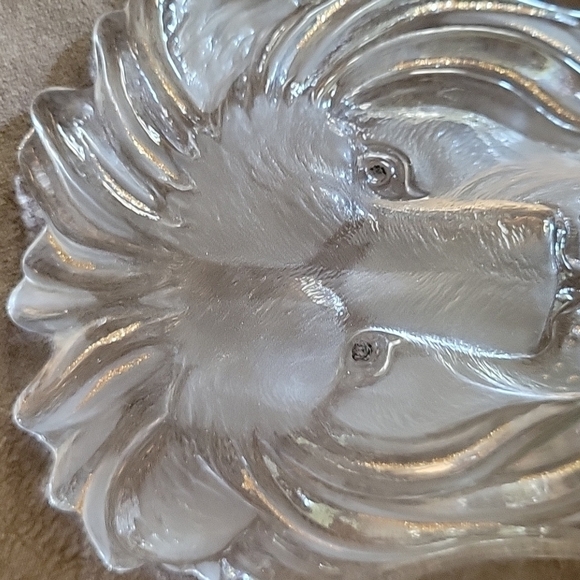 Vtg Heavy Clear Glass Crystal Carved Lion with Gold Accent Bookend - Picture 4 of 7